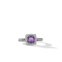 Load image into Gallery viewer, Petite Chatelaine Pave Bezel Ring with Amethyst and Diamonds
