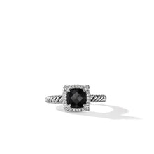 Load image into Gallery viewer, Petite Chatelaine Pave Bezel Ring with Black Onyx and Diamonds
