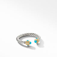 Renaissance Ring with Turquoise,14K Yellow Gold and Diamonds