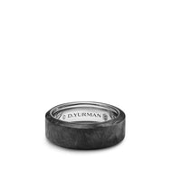 Beveled Band Ring with Forged Carbon