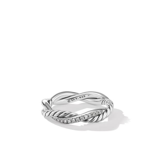 Petite Infinity Twisted Ring with Pave Diamonds