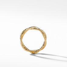 Load image into Gallery viewer, Petite Infinity Twisted Ring in 18K Yellow Gold with Pave Diamonds
