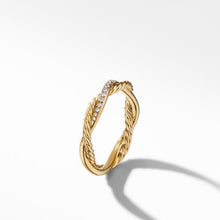 Load image into Gallery viewer, Petite Infinity Twisted Ring in 18K Yellow Gold with Pave Diamonds
