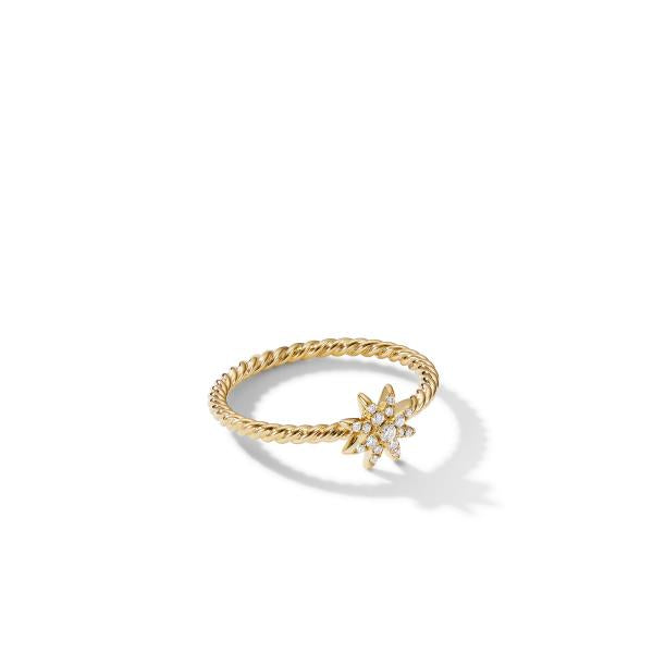 Petite Starburst Station Ring in 18K Yellow Gold with Diamonds