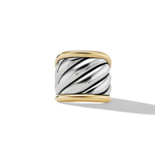 Load image into Gallery viewer, 22mm Sculpted Cable Saddle Ring Silver/18K Yellow Gold
