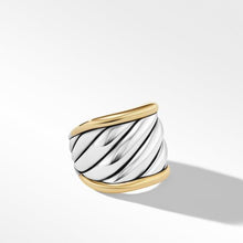 Load image into Gallery viewer, 22mm Sculpted Cable Saddle Ring Silver/18K Yellow Gold
