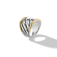 Load image into Gallery viewer, 22mm Sculpted Cable Saddle Ring Silver/18K Yellow Gold
