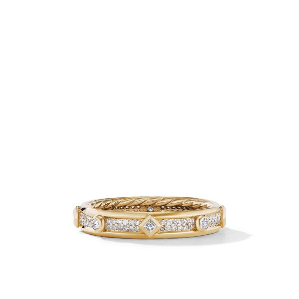 Modern Renaissance Ring in 18K Yellow Gold with Full Pave Diamonds