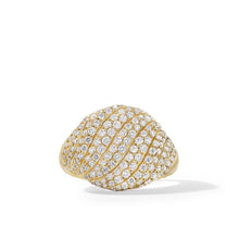 Load image into Gallery viewer, Sculpted Cable Pinky Ring in 18K Yellow Gold with Pave Diamonds
