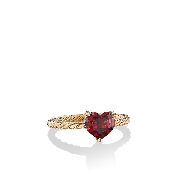 Chatelaine Heart Ring in 18K Yellow Gold with Garnet