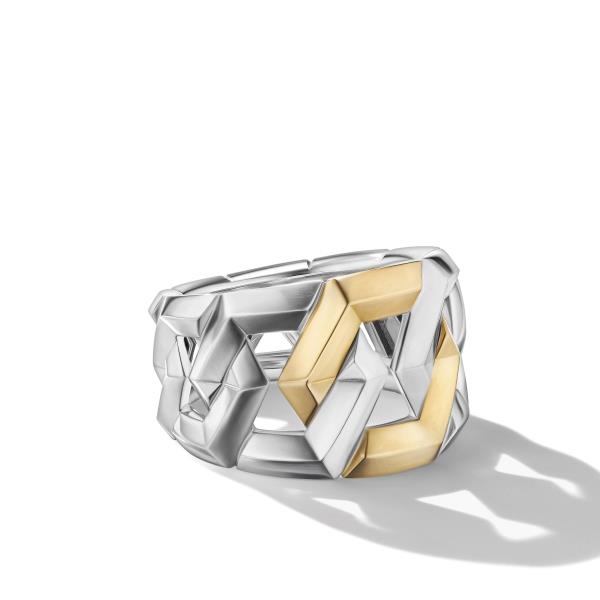 Carlyle Ring in Sterling Silver with 18K Yellow Gold