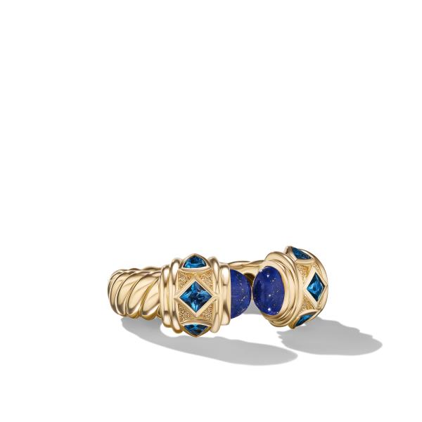 Renaissance Color Ring in 18K Yellow Gold with Lapis and Hampton Blue Topaz