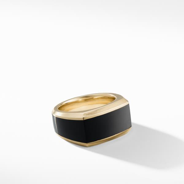 Roman Signet Ring in 18K Gold with Black Onyx