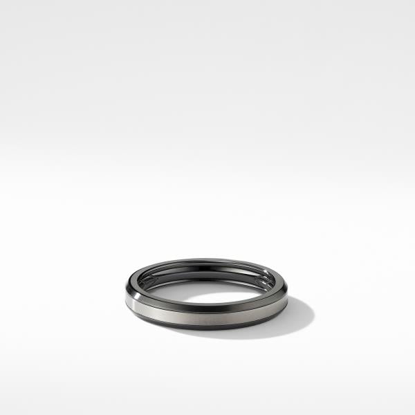 Beveled Band Ring in Black Titanium with Grey Titanium