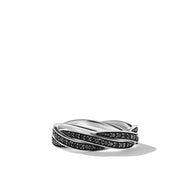 DY Helios Band Ring in Sterling Silver with Pave Black Diamonds