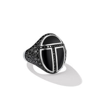 Cairo Signet Ring with Black Onyx and Pave Black Diamonds