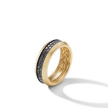 Load image into Gallery viewer, Beveled Two Row Band Ring in 18K Yellow Gold with Pave Black Diamonds
