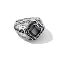 Empire Signet Ring with Black Onyx and Pave Black Diamonds