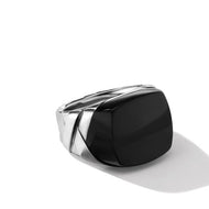 Cairo Mummy Wrap Signet Ring in Sterling Silver with Black Onyx