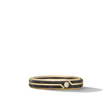 Load image into Gallery viewer, Forged Carbon Band Ring in 18K Yellow Gold with Center Diamond
