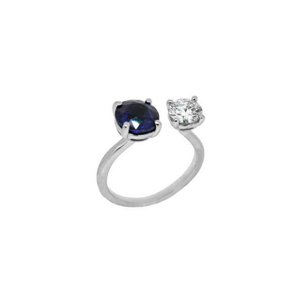 Royal Collection Diamond & Sapphire Bypass Ring