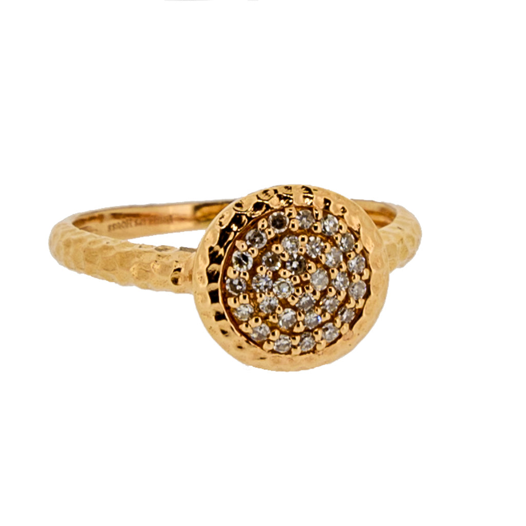 Royal Collection Hammered Shiny Pave Diamond Ring