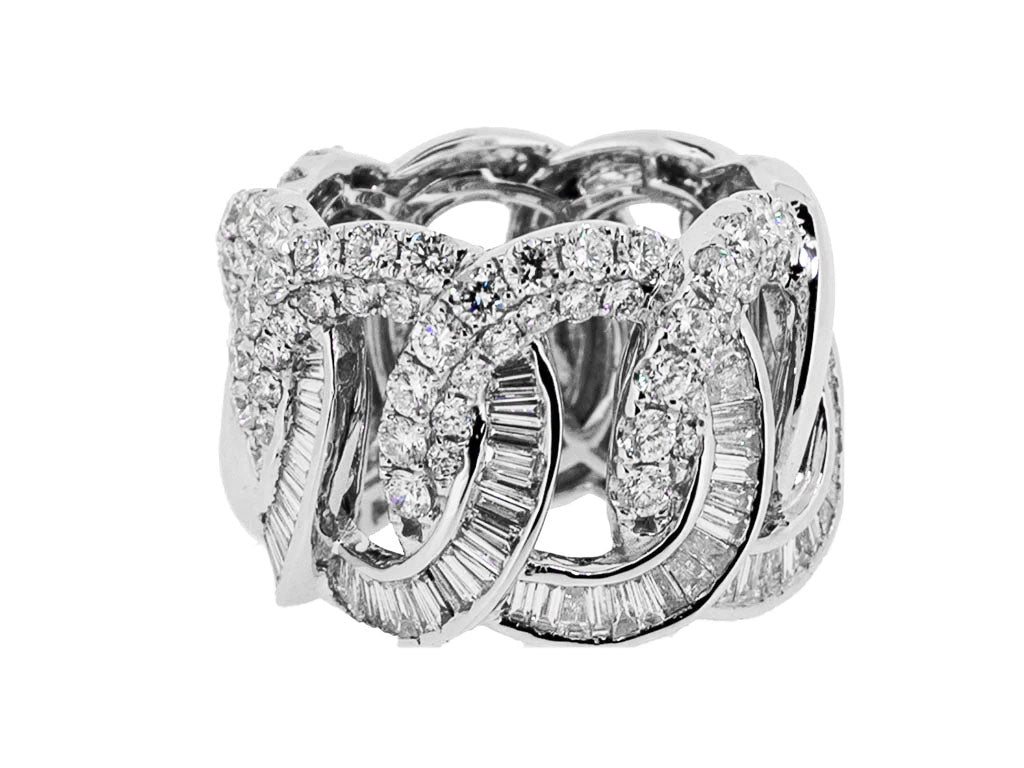 Royal Collection 14K White Gold Diamond Link Ring