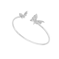 Royal Collection Diamond Butterfly Bypass Open Bangle in 18k White Gold