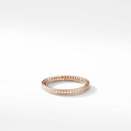 DY Eden Partway Band Ring in 18K Rose Gold with Pave Diamonds