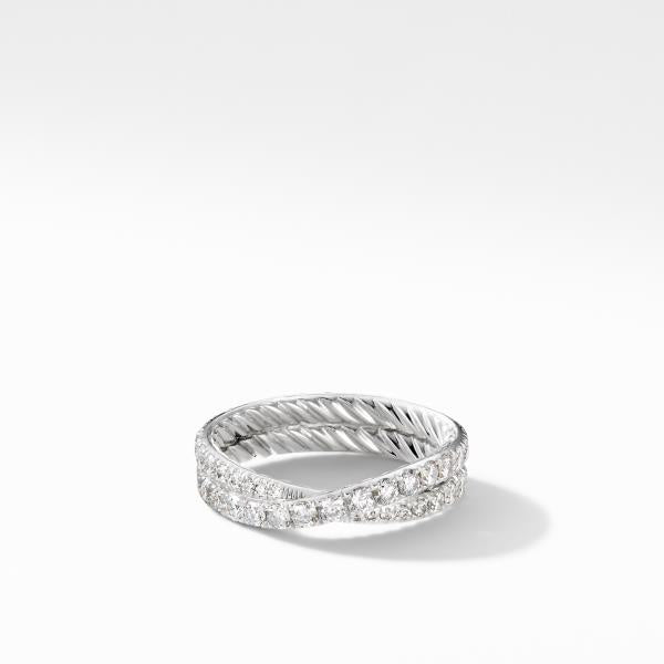 DY Crossover Wedding Band with Diamonds in Platinum, 5.2mm