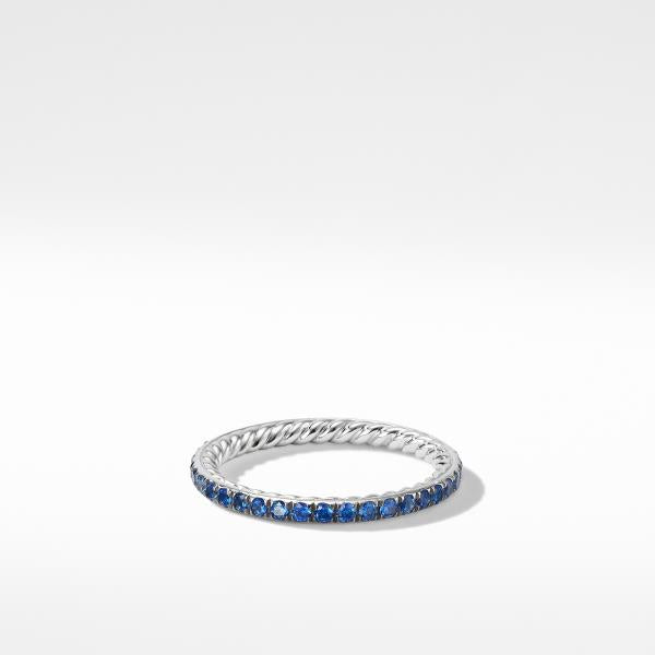 DY Eden Band Ring in Platinum with Blue Sapphires