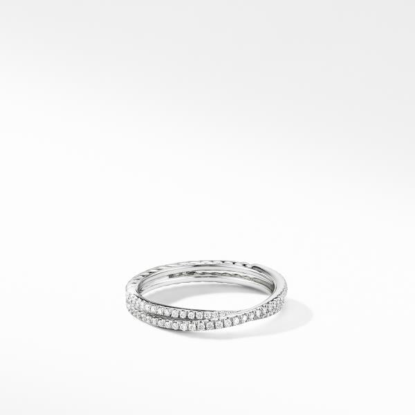 Micro Pave DY Crossover Band Ring in Platinum