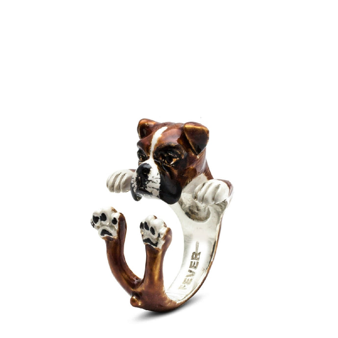 Boxer Enamel Silver Hug Ring