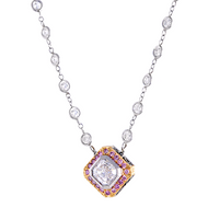 Michael Beaudry Pink Diamond Platinum Pendant on Diamond Chain